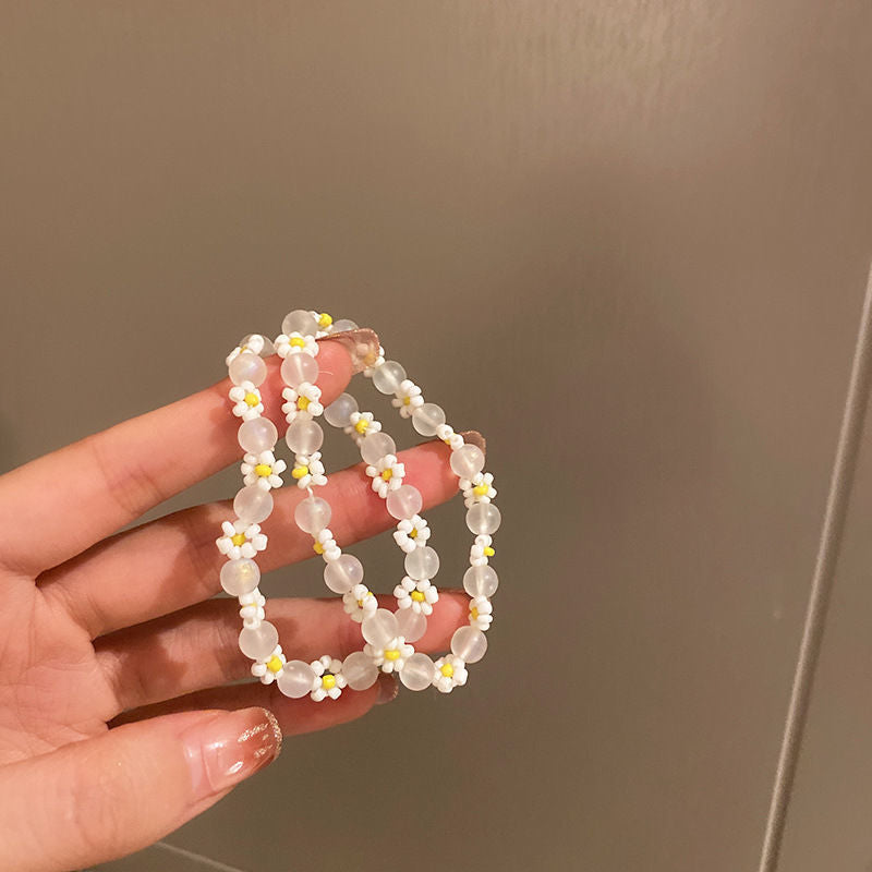 Pulsera de cuentas de flor de perlas de vidrio esmalado al por mayor
